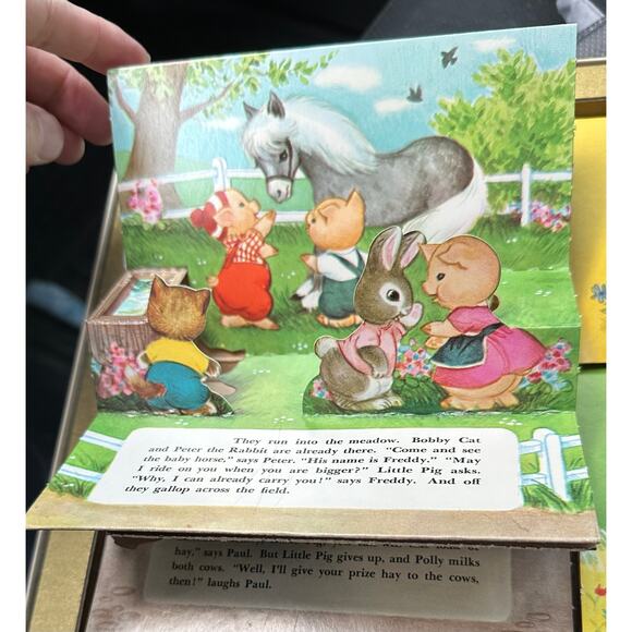 1963 The Playtime Pop-up Library 4 Books & box Platt & Munk Co. Vintage - Picture 5 of 10